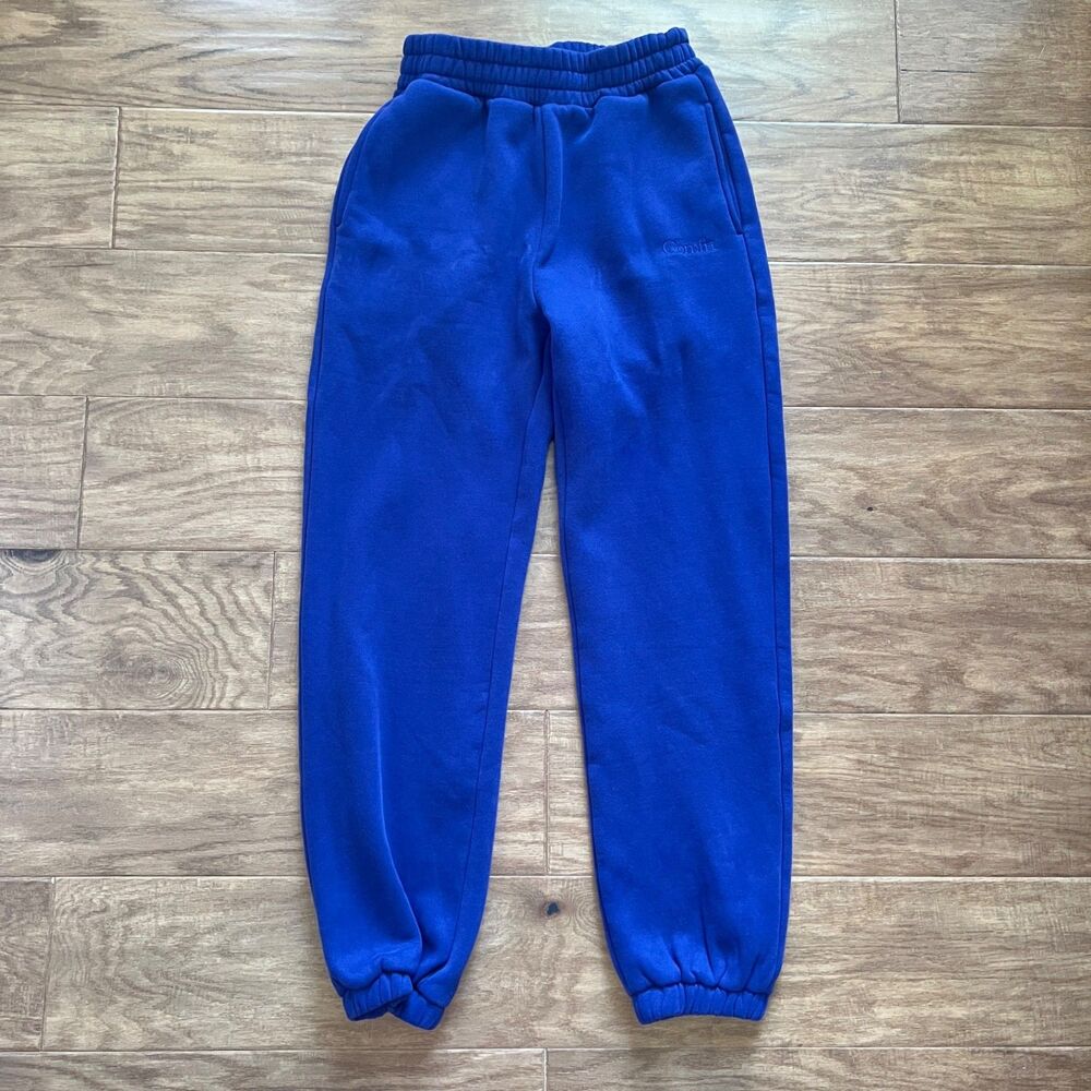 Comfrt Signature Sweatpants Indigo Unisex Size S Soft Fleece Jogger Oversized